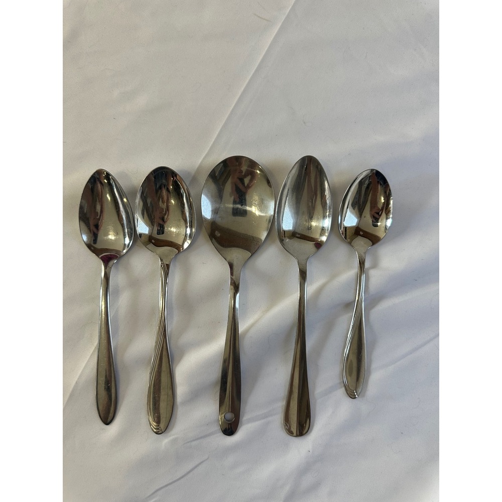 Vintage Stainless Steel‎ Spoons Lot of 5 Wallace Oneida USA Silverware